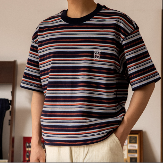 RT 美式復古T恤 短袖 IVY條紋短袖 常青藤學院風 T-SHIRT-細節圖3