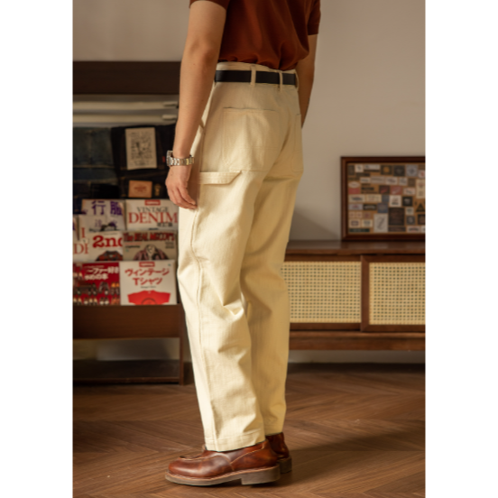 RT 米白色工裝褲 畫家褲 中高腰 寬鬆 工作褲 Painter Trousers-細節圖3