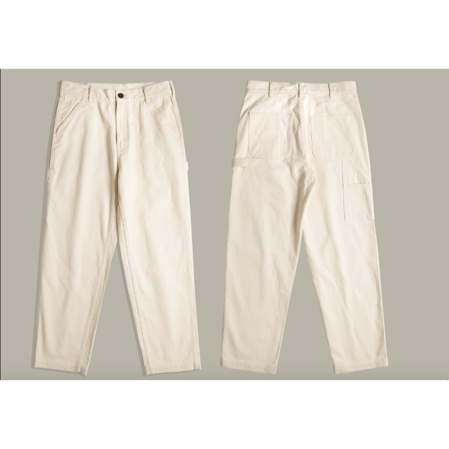 RT 米白色工裝褲 畫家褲 中高腰 寬鬆 工作褲 Painter Trousers-細節圖8