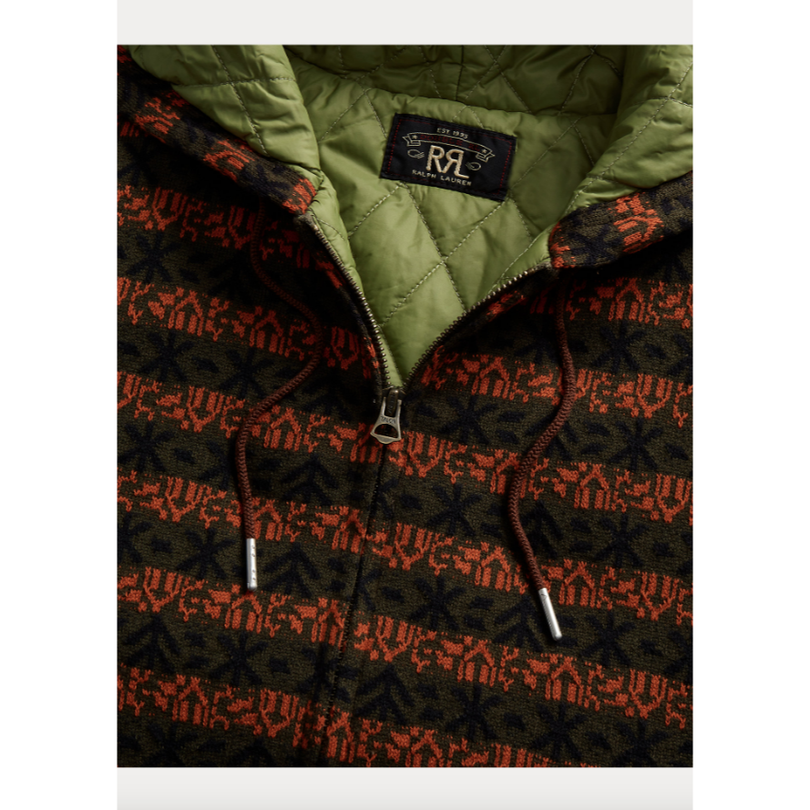 RRL Jacquard-Knit Jersey Full-Zip Hoodie 菱形絎縫保暖夾克 DOUBLE RL-細節圖3
