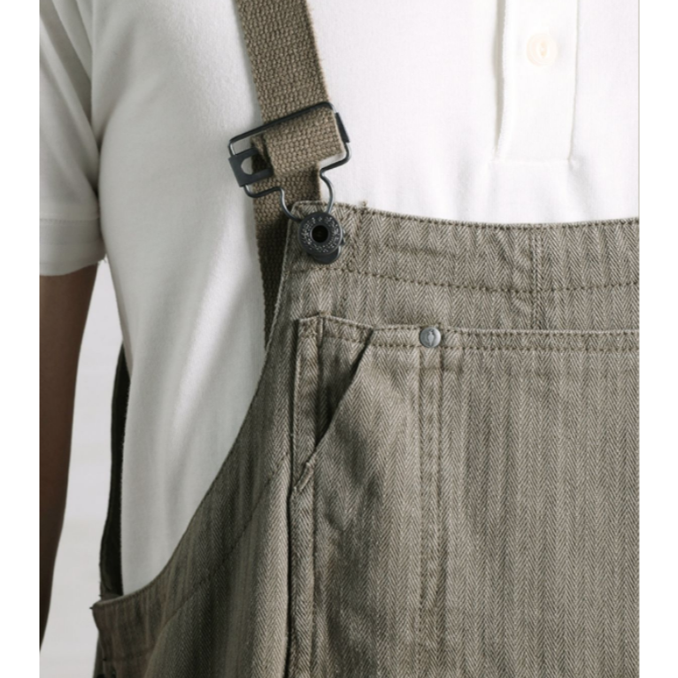 水洗蠟染斜布紋皮革背帶 維修工裝 吊帶褲 NIGEL CABOURN EL CAPITAL-細節圖4