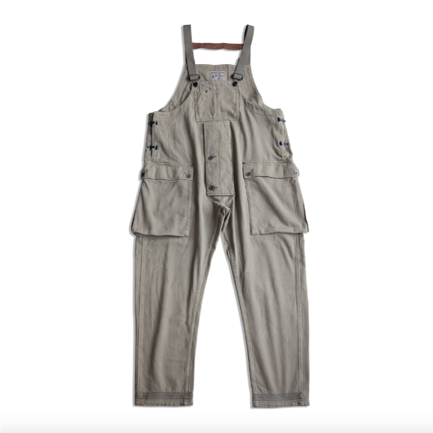 水洗蠟染斜布紋皮革背帶 維修工裝 吊帶褲 NIGEL CABOURN EL CAPITAL-細節圖5