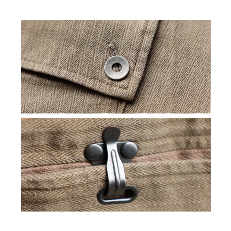 水洗蠟染斜布紋皮革背帶 維修工裝 吊帶褲 NIGEL CABOURN EL CAPITAL-細節圖7