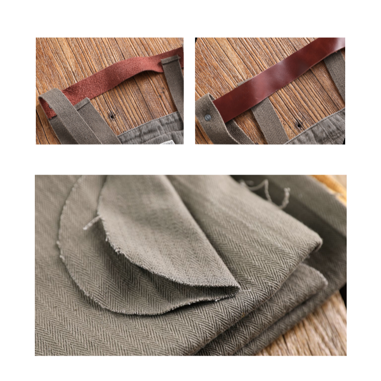 水洗蠟染斜布紋皮革背帶 維修工裝 吊帶褲 NIGEL CABOURN EL CAPITAL-細節圖9