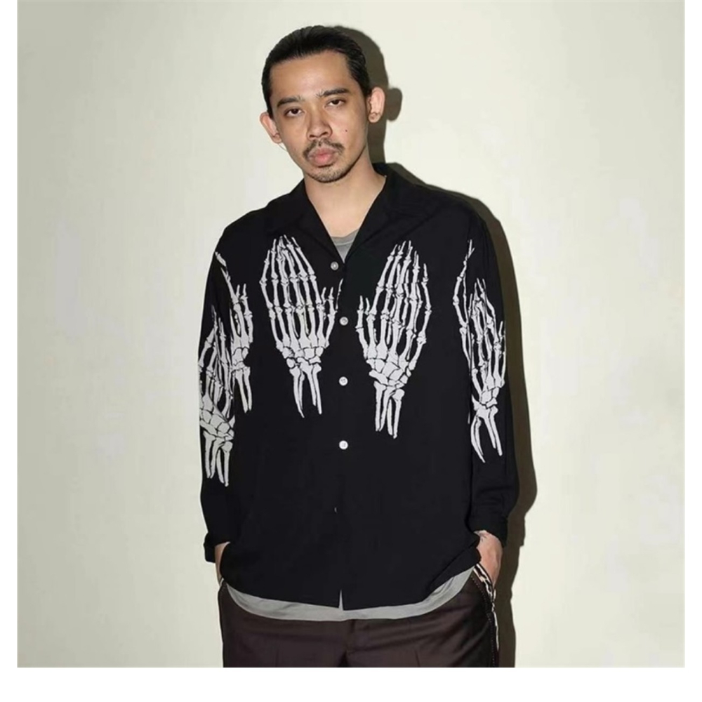 WACKO Iconic 天國東京 古巴襯衫 天絲 滿版印花 寬鬆 夏威夷襯衫長袖 HAWAIIAN SHIRT-細節圖2