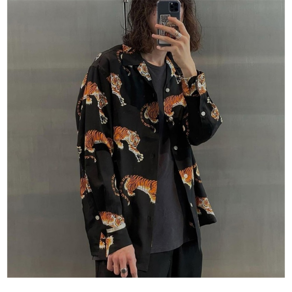 WACKO Iconic 天國東京 古巴襯衫 天絲 滿版印花 寬鬆 夏威夷襯衫長袖 HAWAIIAN SHIRT-細節圖3