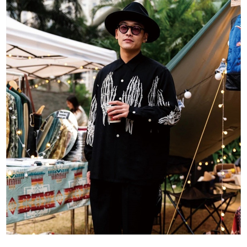 WACKO Iconic 天國東京 古巴襯衫 天絲 滿版印花 寬鬆 夏威夷襯衫長袖 HAWAIIAN SHIRT-細節圖6