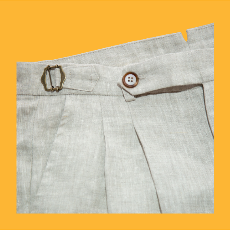 意大利 半手工 那不勒斯 Napoli 褲100%亞麻 巴黎扣 西裝褲 EL CAPITAL-細節圖4