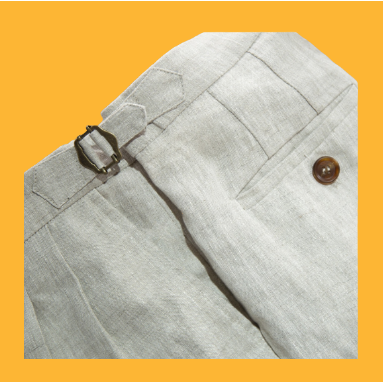 意大利 半手工 那不勒斯 Napoli 褲100%亞麻 巴黎扣 西裝褲 EL CAPITAL-細節圖6