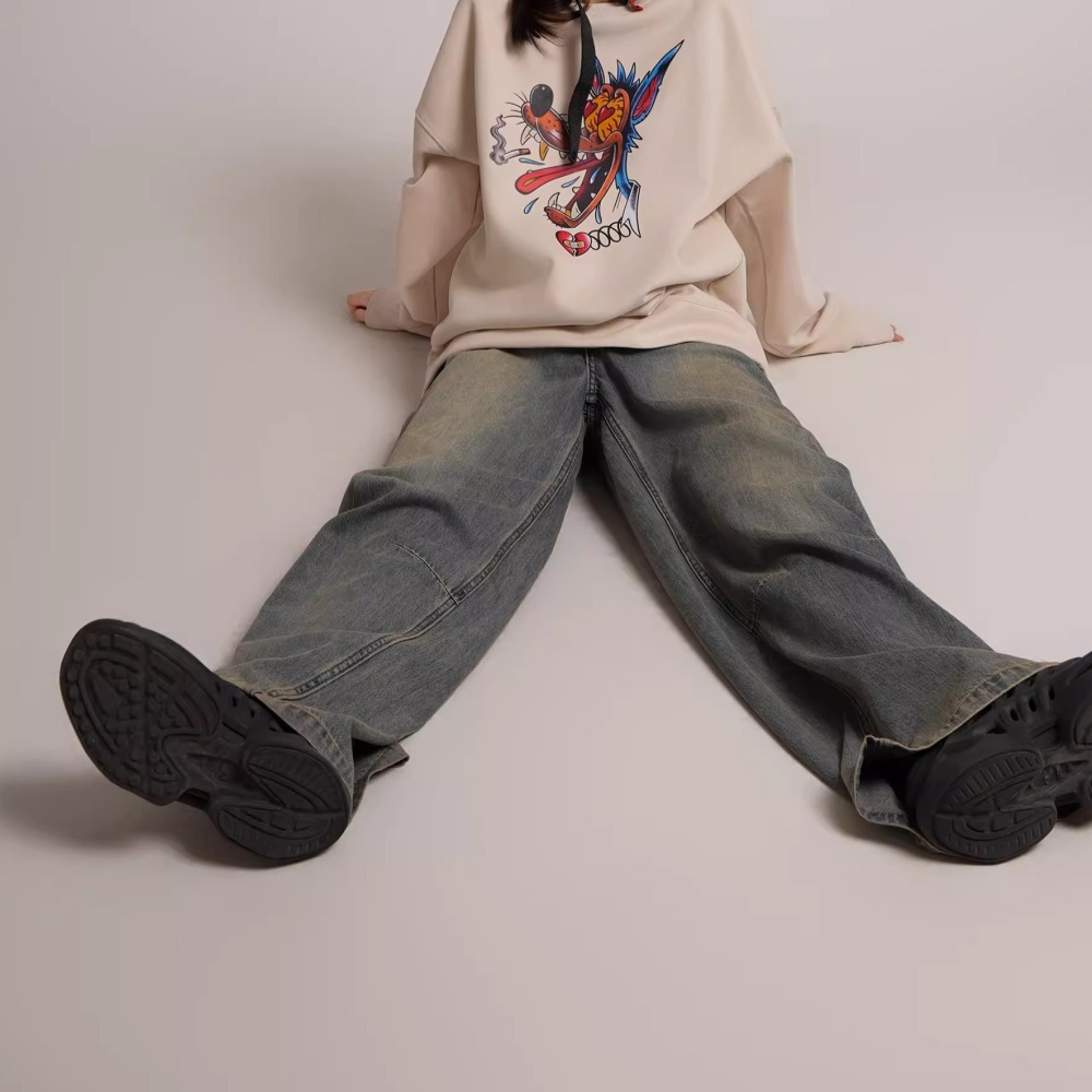 EL CAPITAL 灰狼印花大學tee 長衛衣 大學生 學院風 街頭 慵懶 菁英資本-細節圖3