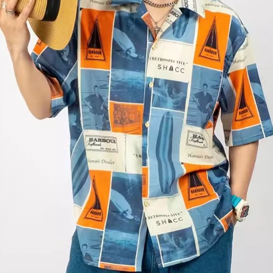 EL CAPITAL 衝浪圖片印花襯衫 花襯衫 滿版圖案 度假風 街頭 潮流 音樂祭穿搭 菁英資本-細節圖2