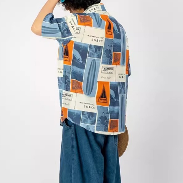 EL CAPITAL 衝浪圖片印花襯衫 花襯衫 滿版圖案 度假風 街頭 潮流 音樂祭穿搭 菁英資本-細節圖3