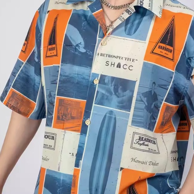 EL CAPITAL 衝浪圖片印花襯衫 花襯衫 滿版圖案 度假風 街頭 潮流 音樂祭穿搭 菁英資本-細節圖5