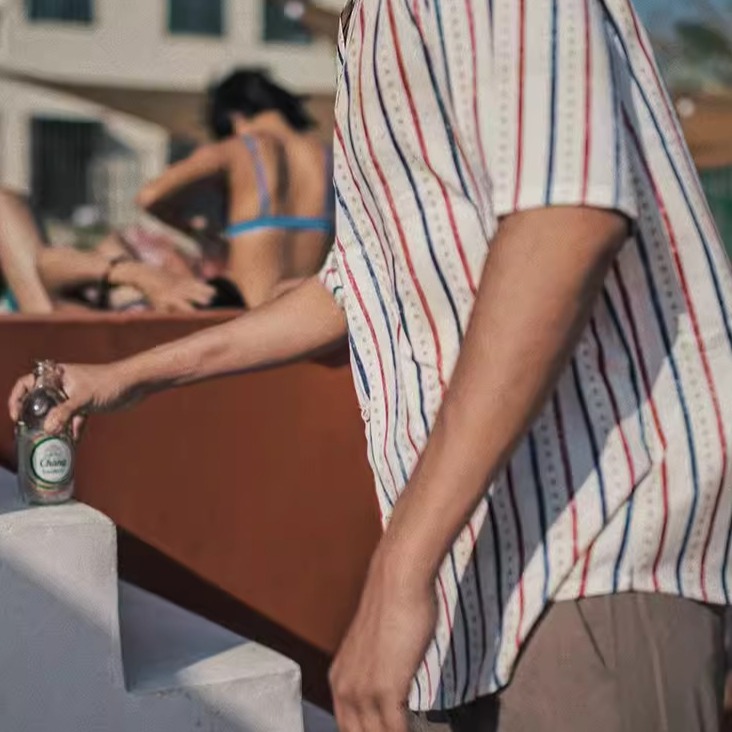 EL CAPITAL 直條紋自由古巴短袖襯衫 花襯衫 滿版圖案 慵懶度假風 街頭 復古 潮流 音樂祭穿搭 菁英資本-細節圖5