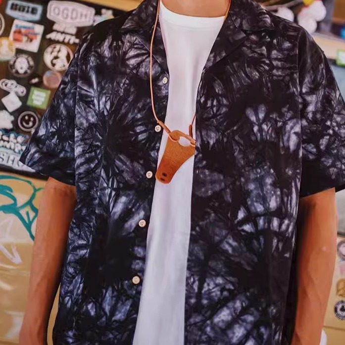 EL CAPITAL 牛仔抓染短袖花襯衫 短袖襯衫 花襯衫 渣男風 度假風 慵懶 音樂祭穿搭 菁英資本-細節圖3