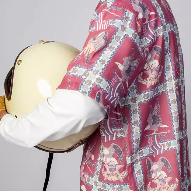 EL CAPITAL 紅色老鷹印花短袖襯衫 短袖襯衫 花襯衫 度假風 慵懶 街頭 休閒 音樂祭穿搭 菁英資本-細節圖3