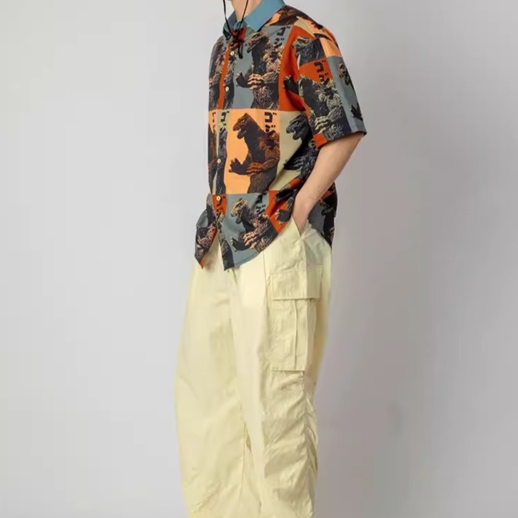 EL CAPITAL 哥吉拉滿版印花短袖襯衫 花襯衫 短袖襯衫 哥吉拉 怪獸 街頭潮流 音樂季 菁英資本-細節圖3