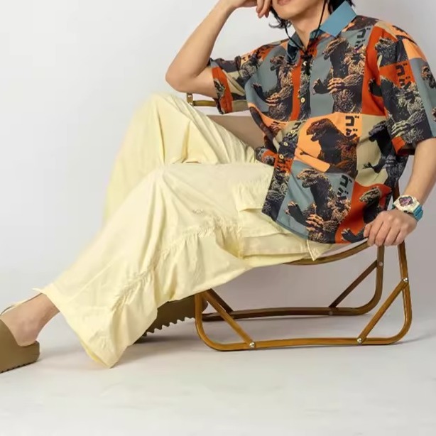 EL CAPITAL 哥吉拉滿版印花短袖襯衫 花襯衫 短袖襯衫 哥吉拉 怪獸 街頭潮流 音樂季 菁英資本-細節圖5