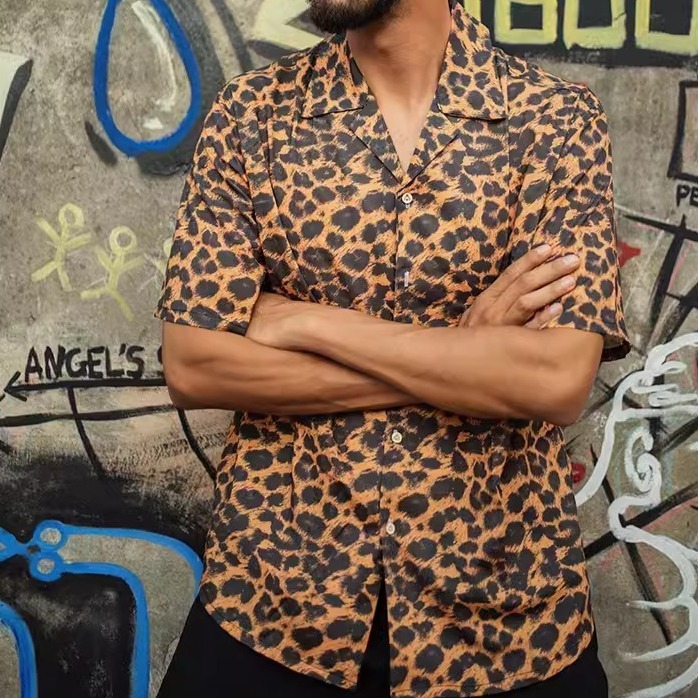 EL CAPITAL 風騷豹紋短袖襯衫 滿版花紋 花襯衫 短袖襯衫 騷氣十足 復古潮流 台客風 音樂祭 菁英資本-細節圖5