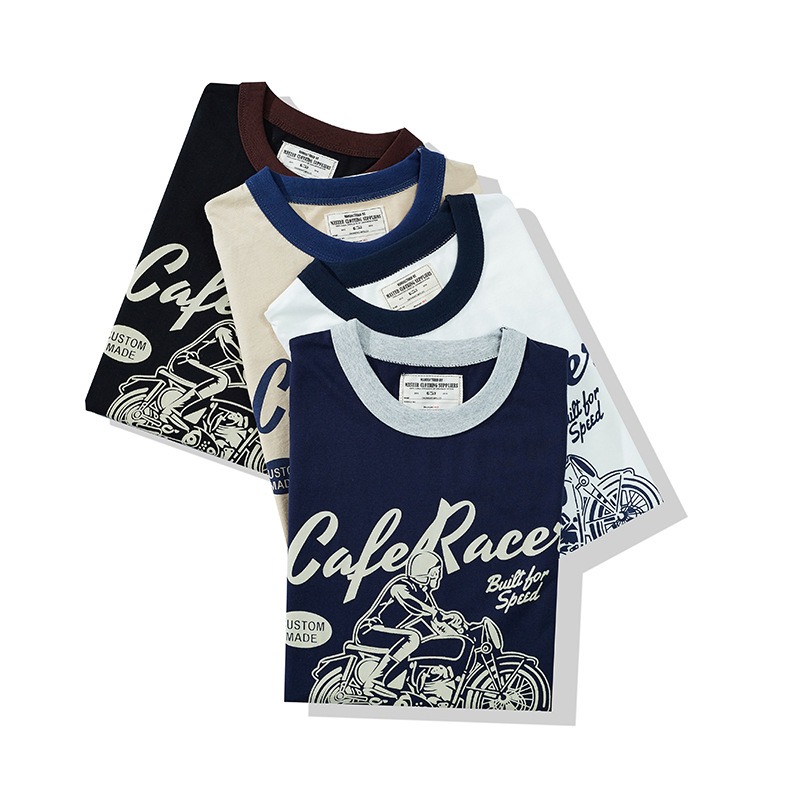 OKONKWO VINTAGE 拼色印花 CAFE RACER 200克 拼色滾領 t-shirt-細節圖2