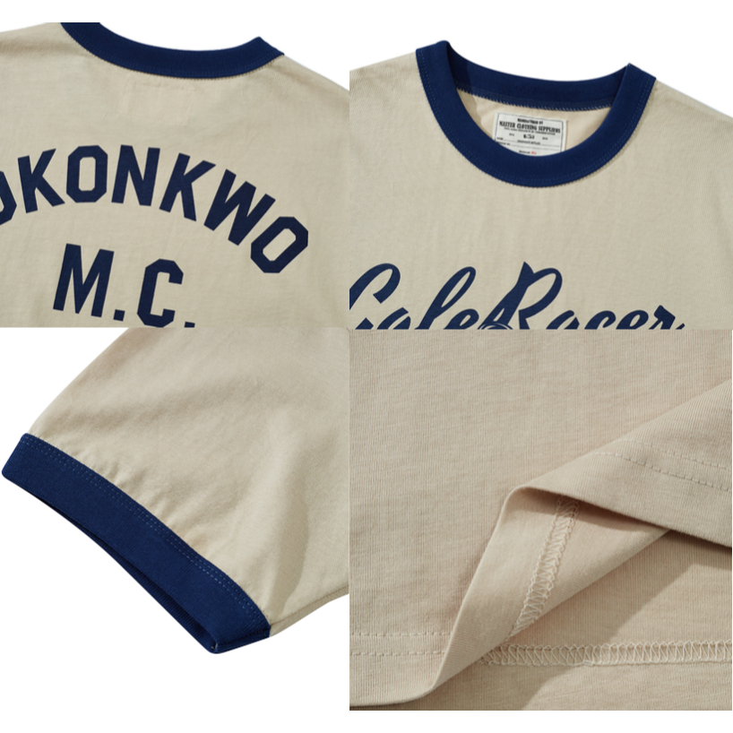 OKONKWO VINTAGE 拼色印花 CAFE RACER 200克 拼色滾領 t-shirt-細節圖3