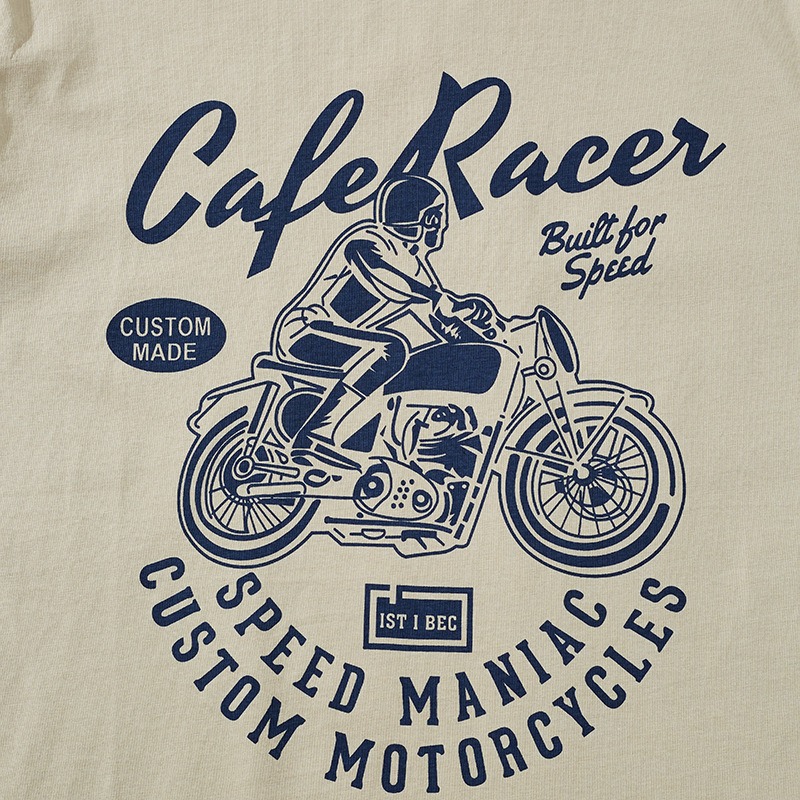 OKONKWO VINTAGE 拼色印花 CAFE RACER 200克 拼色滾領 t-shirt-細節圖5