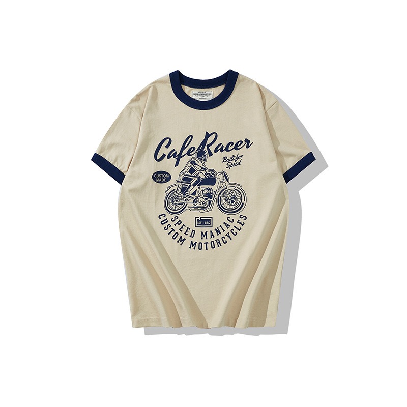 OKONKWO VINTAGE 拼色印花 CAFE RACER 200克 拼色滾領 t-shirt-細節圖7