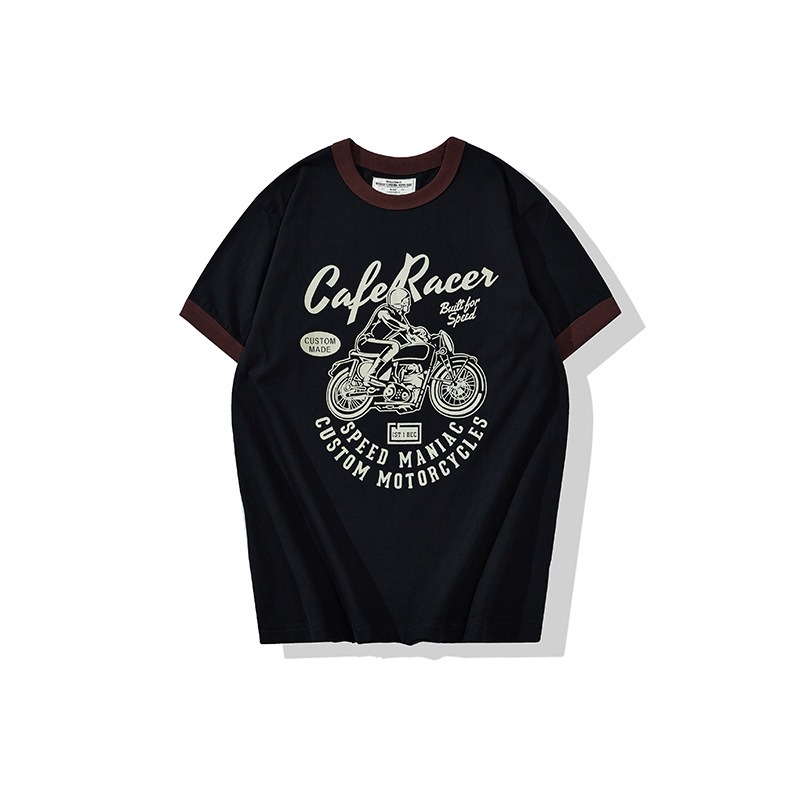 OKONKWO VINTAGE 拼色印花 CAFE RACER 200克 拼色滾領 t-shirt-細節圖11