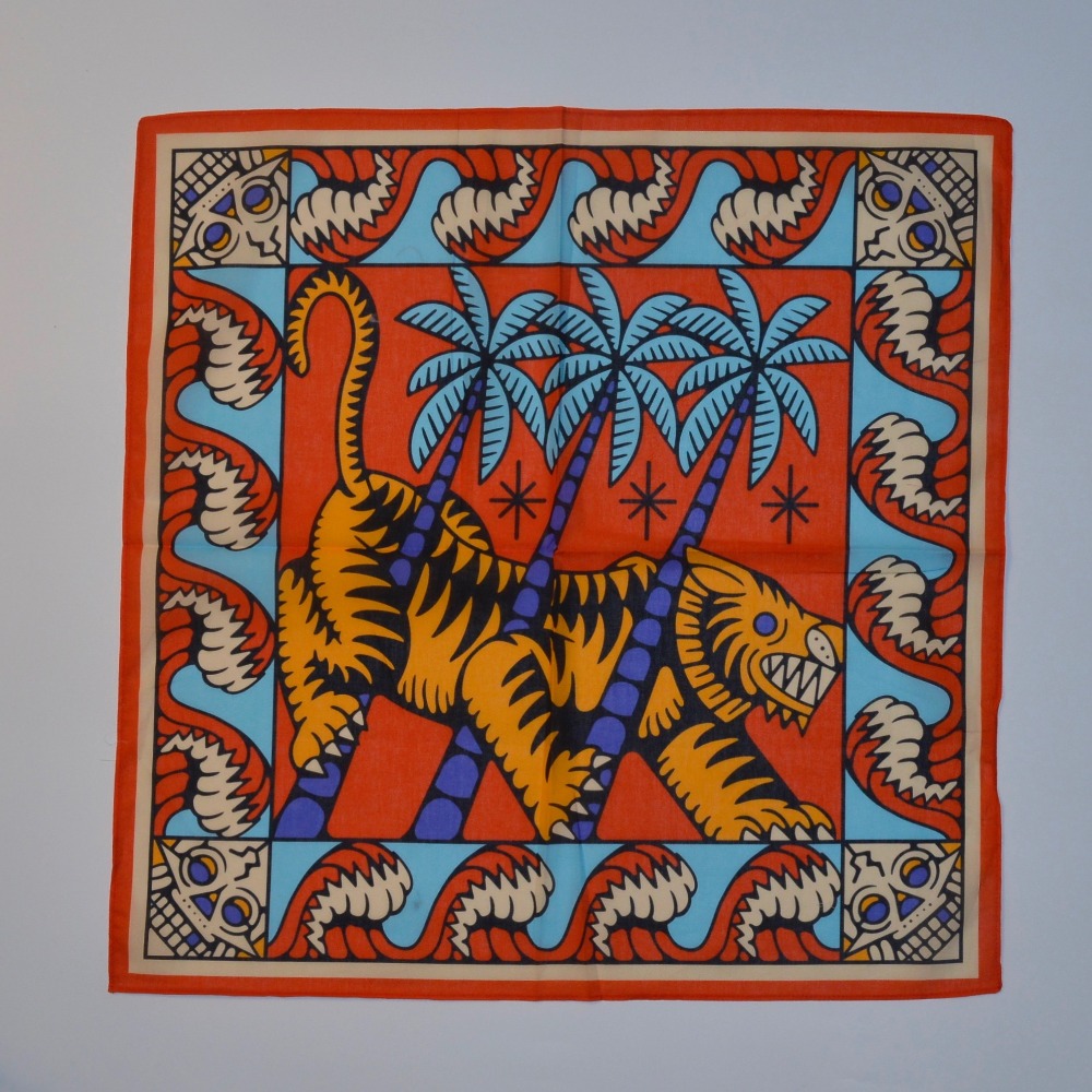 現貨秒發 加大 70x70 大方巾變形蟲腰果花藍紅白 純棉 骷髏 RRL風 戶外騎行頭巾 BANDANA-規格圖11