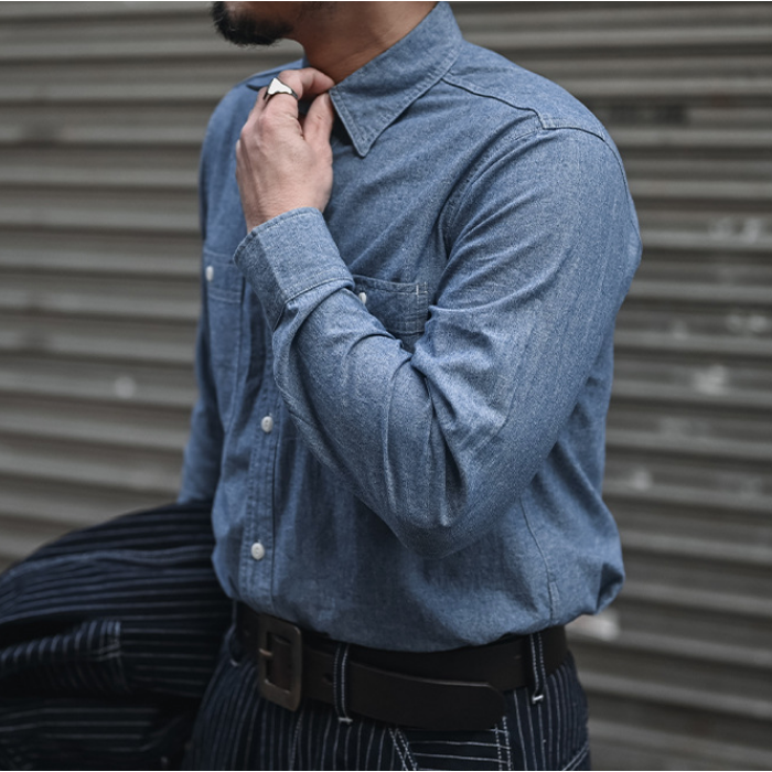 NON STOCK 1950s 青年布襯衫 Chambray Shirt 6.5oz-細節圖2