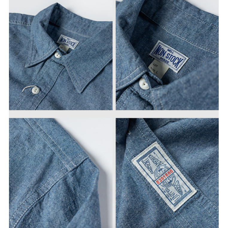 NON STOCK 1950s 青年布襯衫 Chambray Shirt 6.5oz-細節圖6