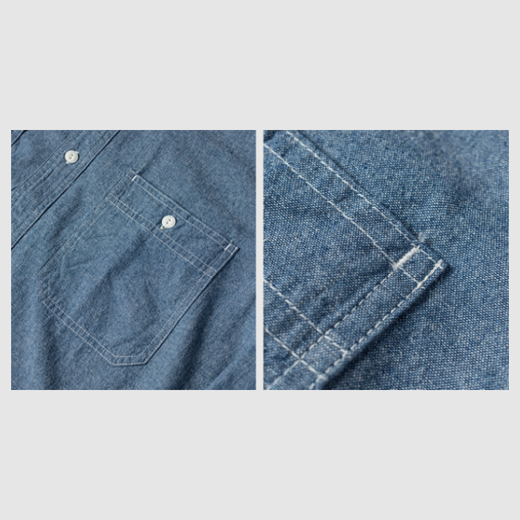 NON STOCK 1950s 青年布襯衫 Chambray Shirt 6.5oz-細節圖8