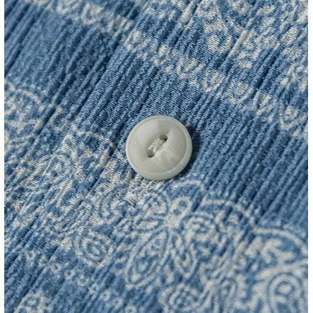 NON STOCK 夏季泡泡紗 男士寬鬆襯衫 復古腰果花 bandana 海灘襯衫 出國襯衫-細節圖3