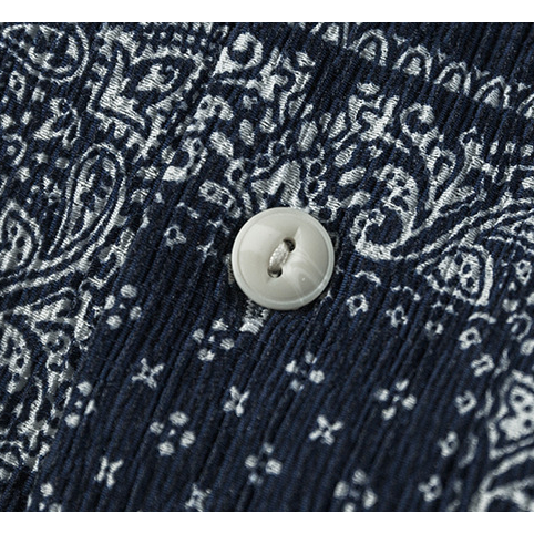 NON STOCK 夏季泡泡紗 男士寬鬆襯衫 復古腰果花 bandana 海灘襯衫 出國襯衫-細節圖4