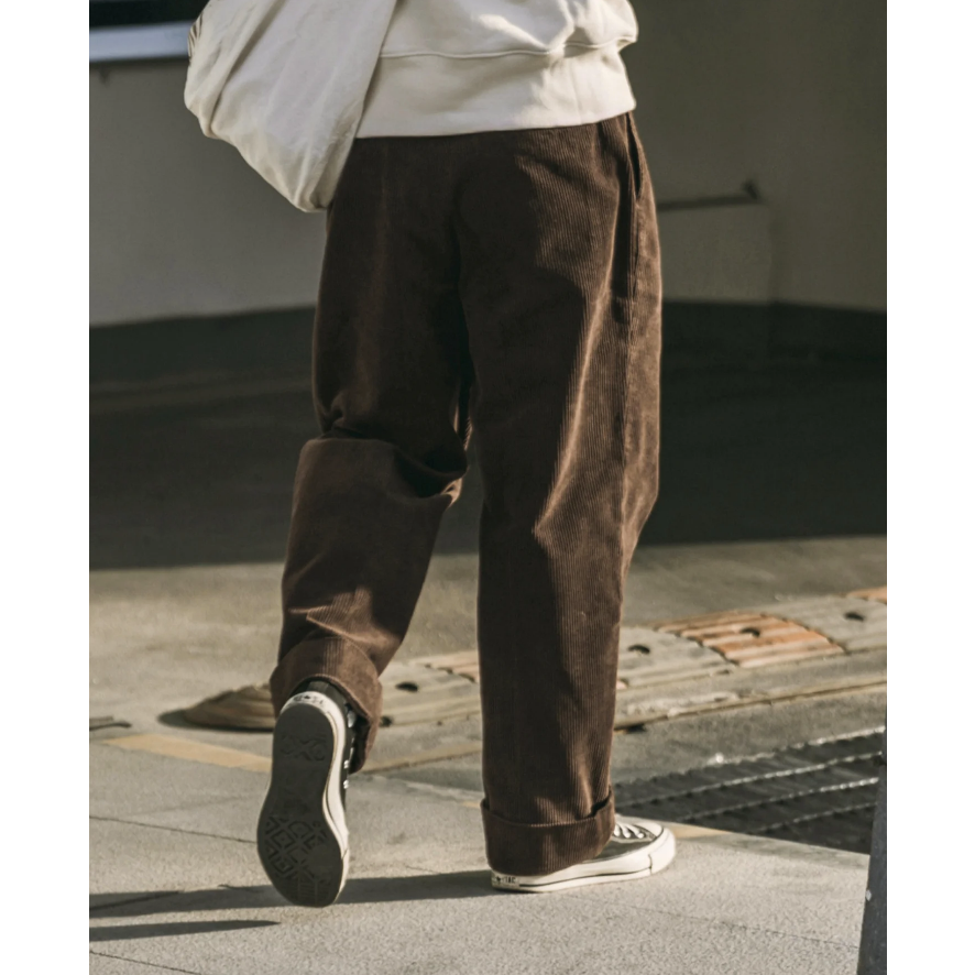 超耐磨注目款 NON STOCK 重磅燈芯絨 兩折直筒長褲男式寬鬆休閒長褲-細節圖5