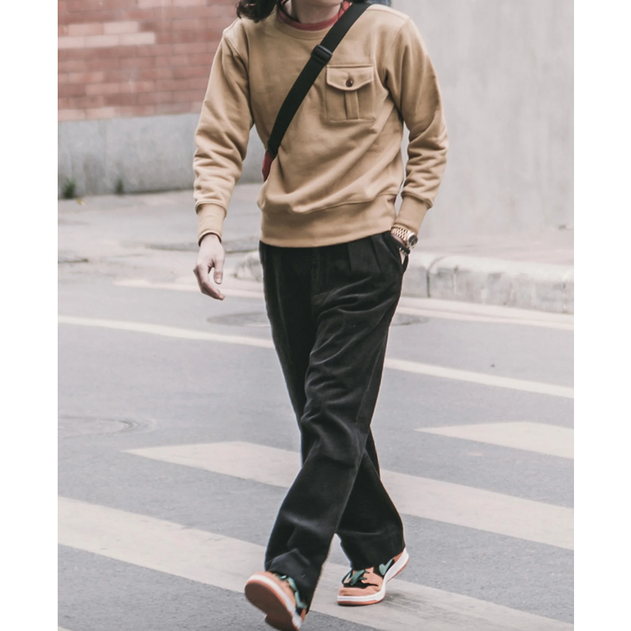 超耐磨注目款 NON STOCK 重磅燈芯絨 兩折直筒長褲男式寬鬆休閒長褲-細節圖8