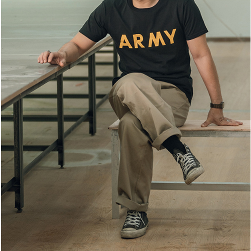 經典美式復古高腰無摺斜布紋卡其褲 NON STOCK 純寬鬆剪裁-細節圖5