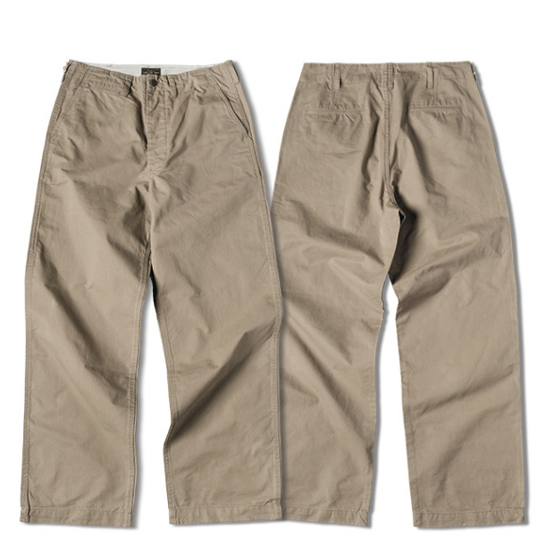 經典美式復古高腰無摺斜布紋卡其褲 NON STOCK 純寬鬆剪裁-細節圖8