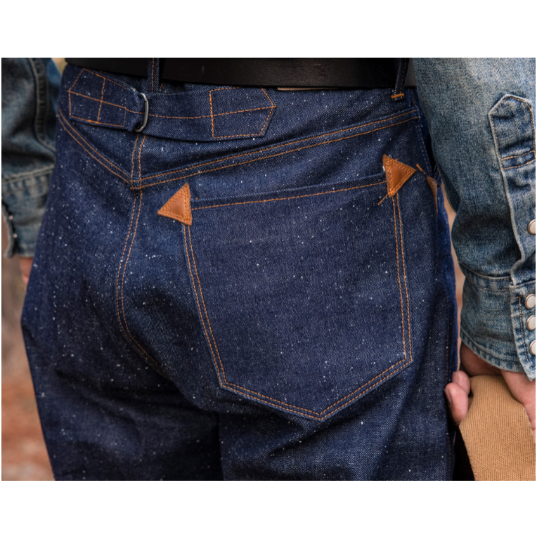復刻WARE HOUSE 1228 12oz 雪花牛仔三角皮革補丁 直筒褲 紅赤耳 時代經典-細節圖5