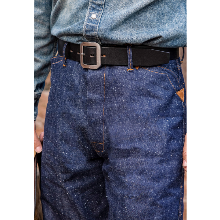 復刻WARE HOUSE 1228 12oz 雪花牛仔三角皮革補丁 直筒褲 紅赤耳 時代經典-細節圖6