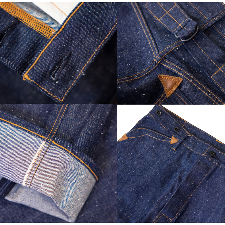 復刻WARE HOUSE 1228 12oz 雪花牛仔三角皮革補丁 直筒褲 紅赤耳 時代經典-細節圖10