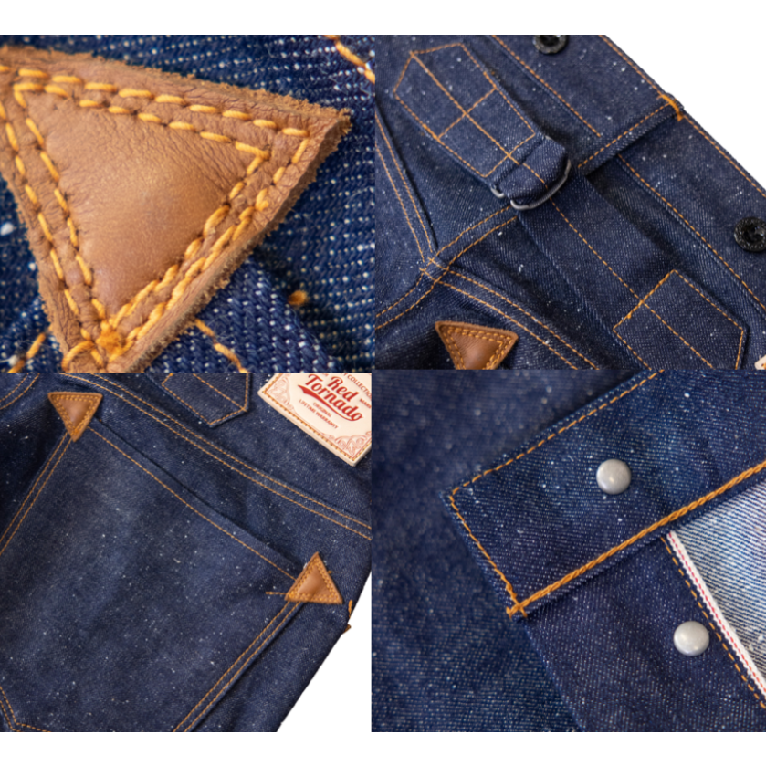 復刻WARE HOUSE 1228 12oz 雪花牛仔三角皮革補丁 直筒褲 紅赤耳 時代經典-細節圖11