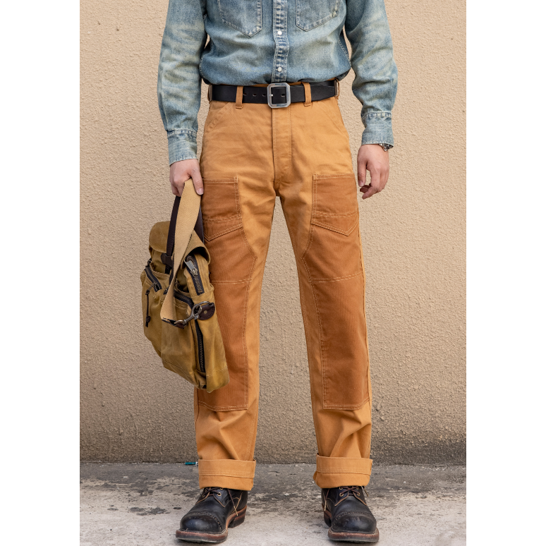 本季必買 復刻 Freewheelers Derrickman 14oz 魚骨紋 9口袋工裝褲 高腰寬鬆直筒 重機褲-細節圖2