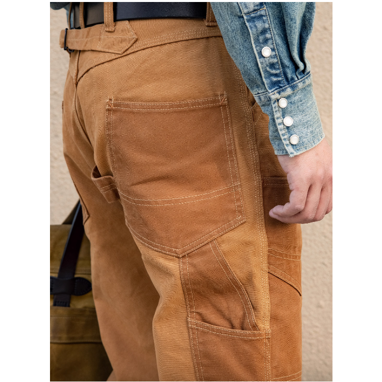 本季必買 復刻 Freewheelers Derrickman 14oz 魚骨紋 9口袋工裝褲 高腰寬鬆直筒 重機褲-細節圖9