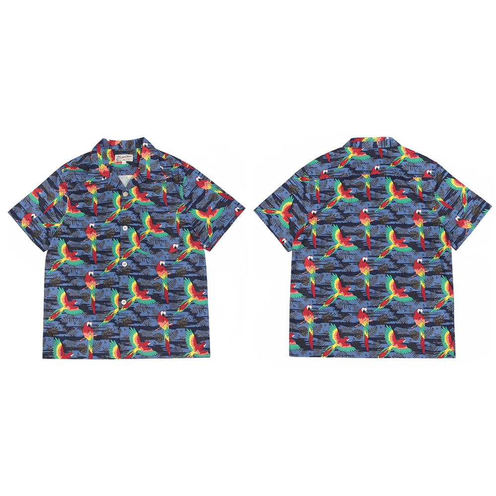 Guacamayo.SCREW 古巴領 七彩鸚鵡 日式復古襯衫 夏威夷襯衫 海灘襯衫-細節圖6