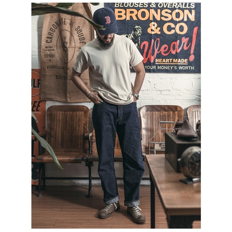 頂級做工環錠紡紗bronson 老式古董織布機300g重磅圓領短袖T-SHIRT-細節圖9