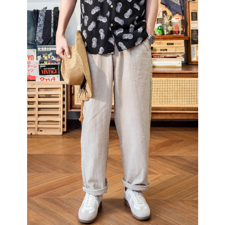 2025 度假系列  old money 亞麻Linum 寬鬆舒適長褲 休閒褲 復古棉麻-細節圖2
