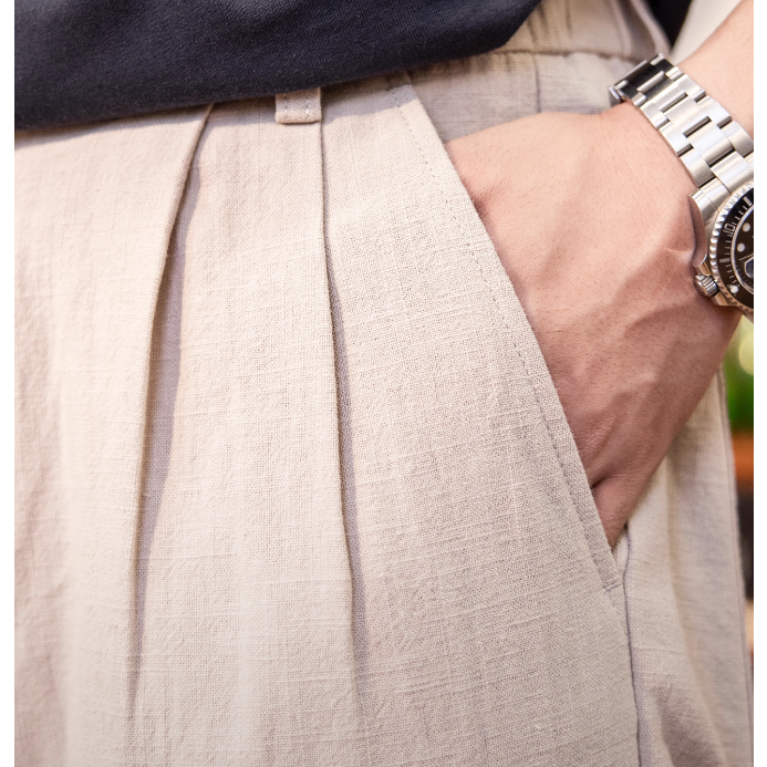 2025 度假系列  old money 亞麻Linum 寬鬆舒適長褲 休閒褲 復古棉麻-細節圖5