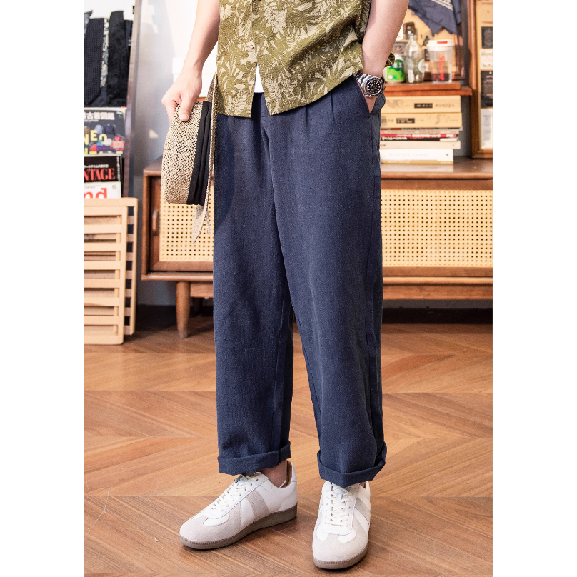 2025 度假系列  old money 亞麻Linum 寬鬆舒適長褲 休閒褲 復古棉麻-細節圖8