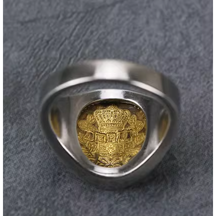 手工製作 復刻 Elizabeth Coin With Diamond Ring 戒指 銀飾 moissanite-細節圖2